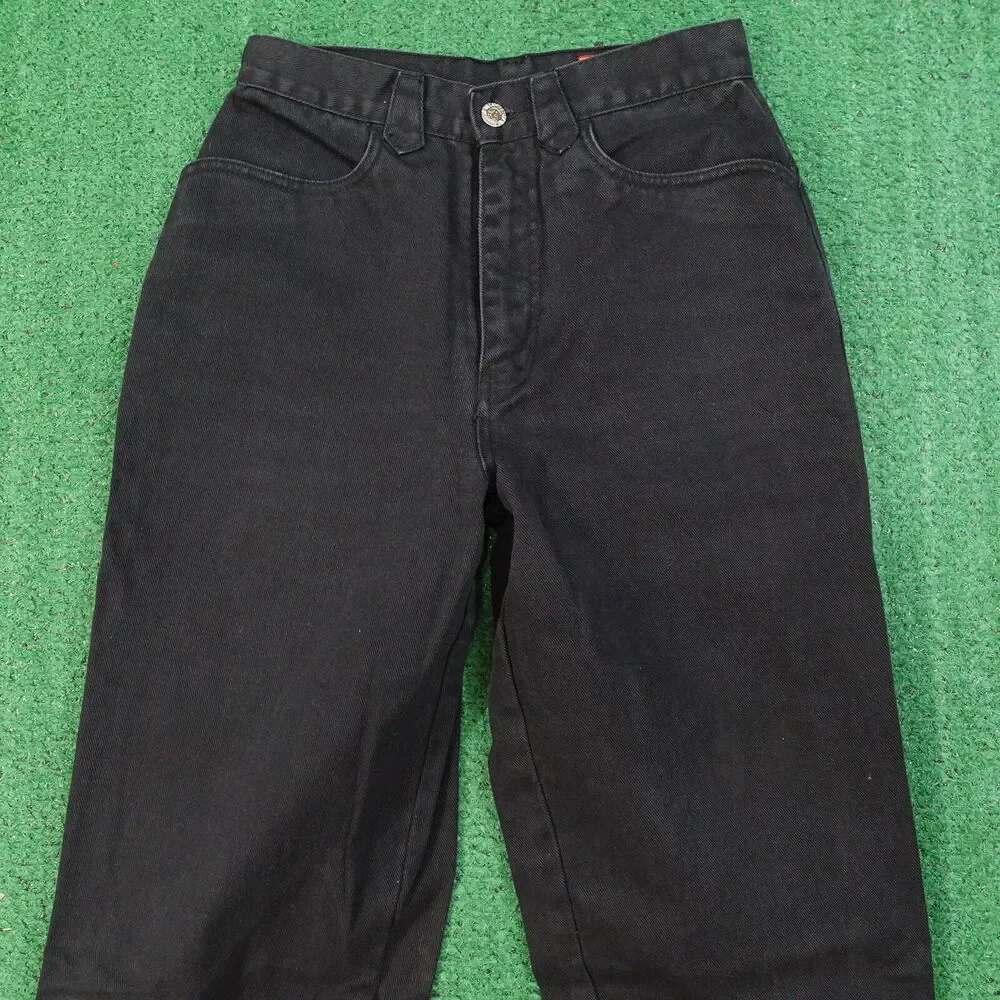 VINTAGE LAWMAN WESTERN BLACK DENIM JEANS‎ WOMENS SZ 7 (26X35) **READ**